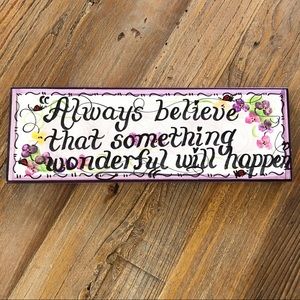 Purple Floral Wood Sign Home Decor